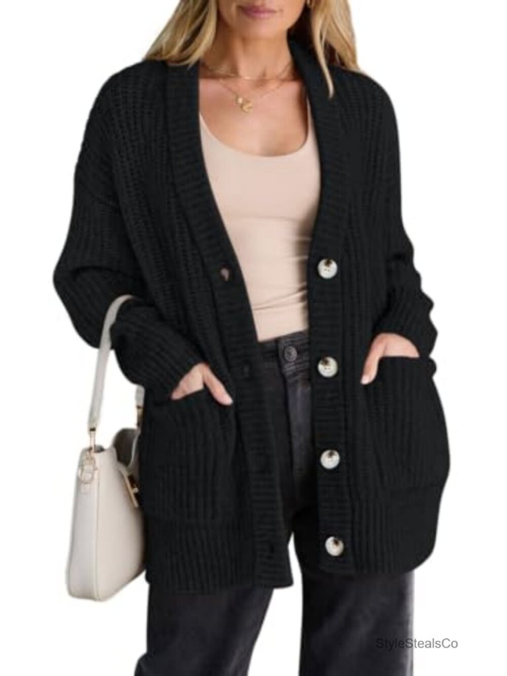 Oversized Cardigan Sweaters for Women Button Up Long Sleeve